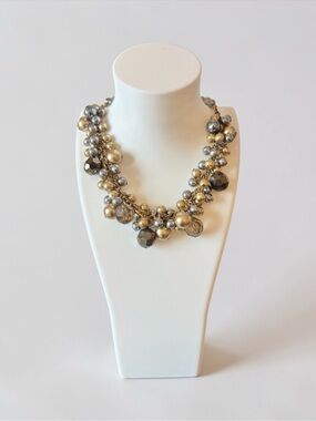 Macy's Mixed-Metal and Pearl Cluster Necklace - Gold & Silver